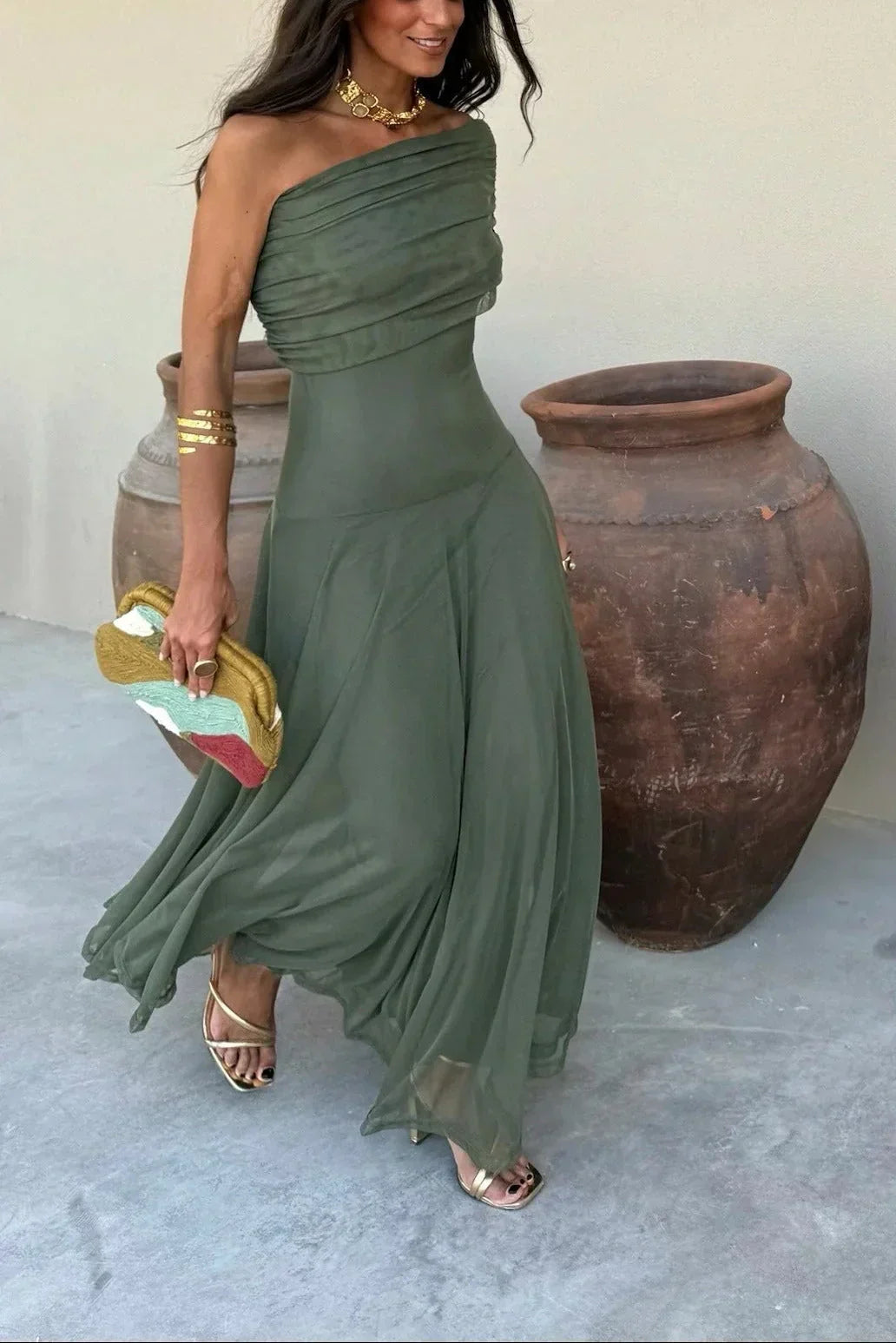 Damen Maxikleid mit asymmetrischer Schulter und eleganter Drapierung für Hochzeitsgäste (11)