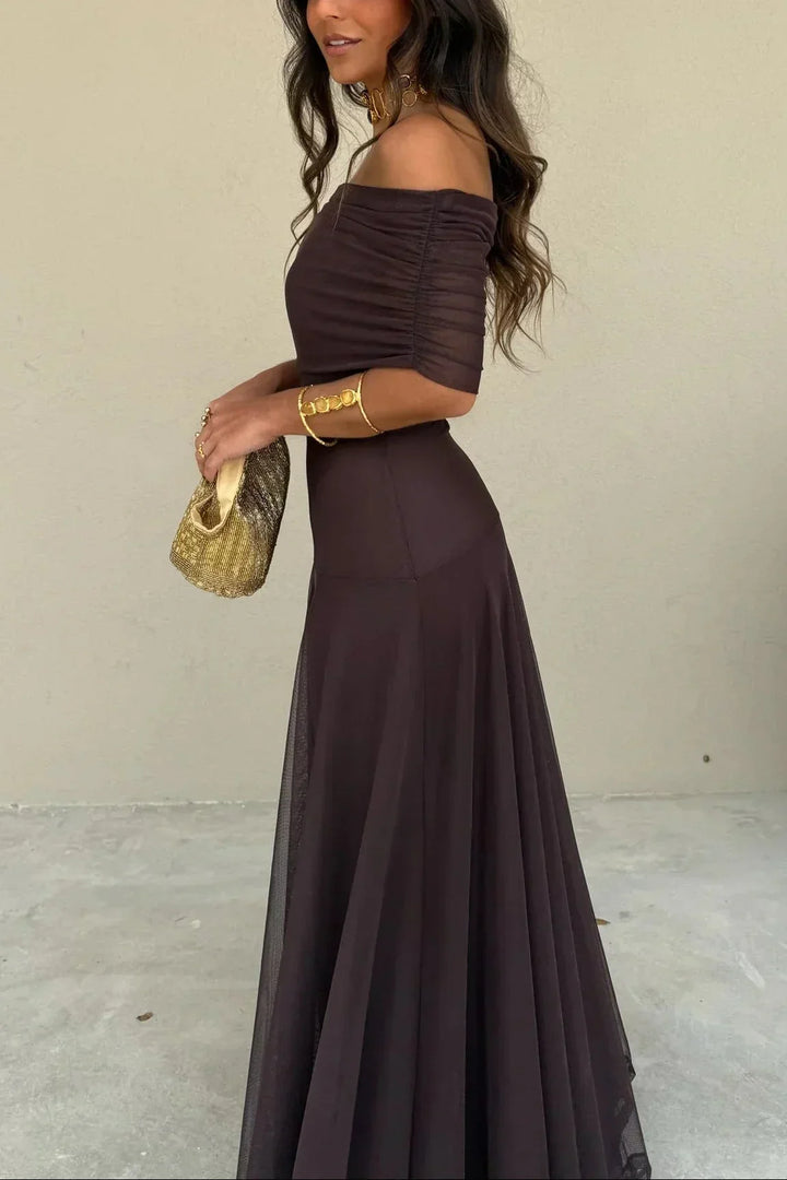 Damen Maxikleid mit asymmetrischer Schulter und eleganter Drapierung für Hochzeitsgäste (2)