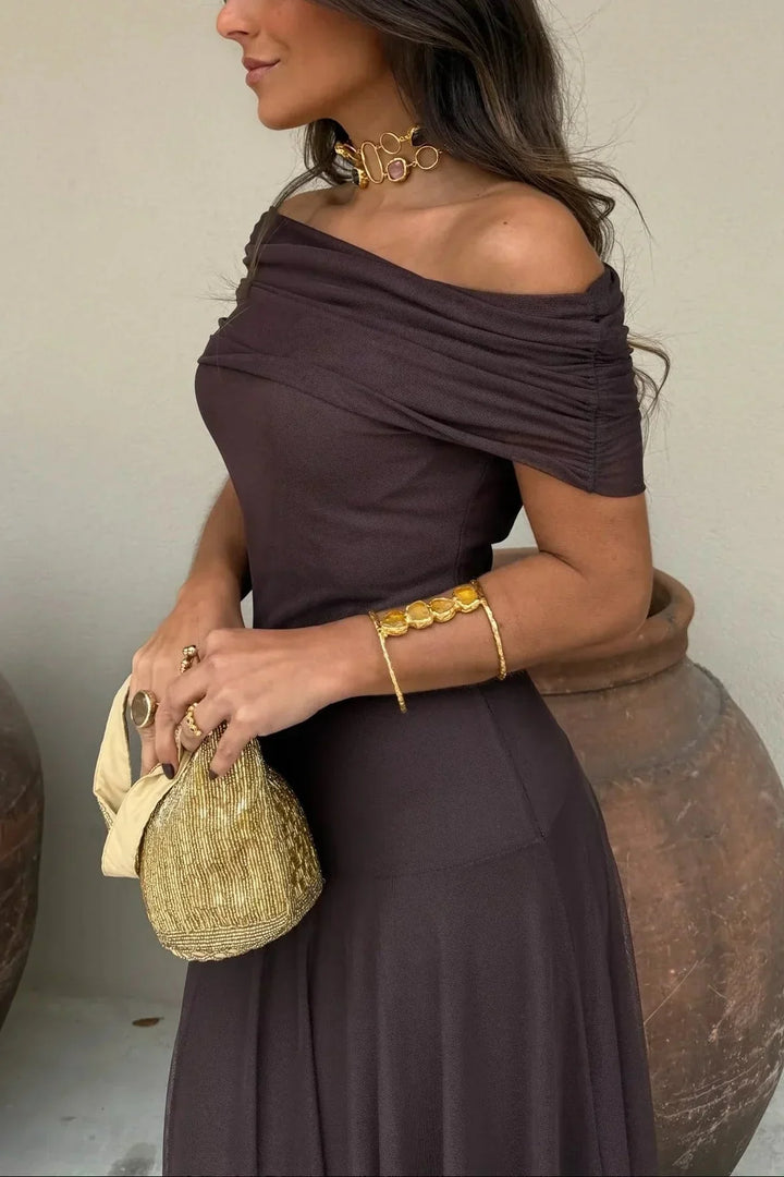 Damen Maxikleid mit asymmetrischer Schulter und eleganter Drapierung für Hochzeitsgäste (3)
