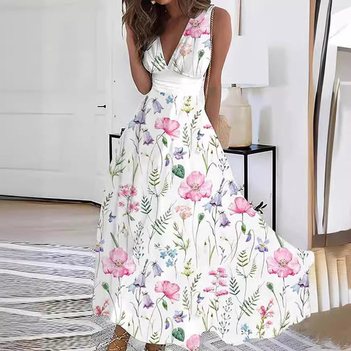 Damen Maxikleid mit Blumendruck für Hochzeitsgäste in Pink Flower