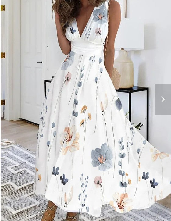 Damen Maxikleid mit Blumendruck für Hochzeitsgäste in Yellow Flower