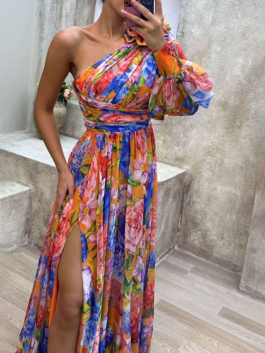 Damen Maxikleid mit elegantem Blumenmuster für Hochzeitsgäste und festliche Anlässe (12)