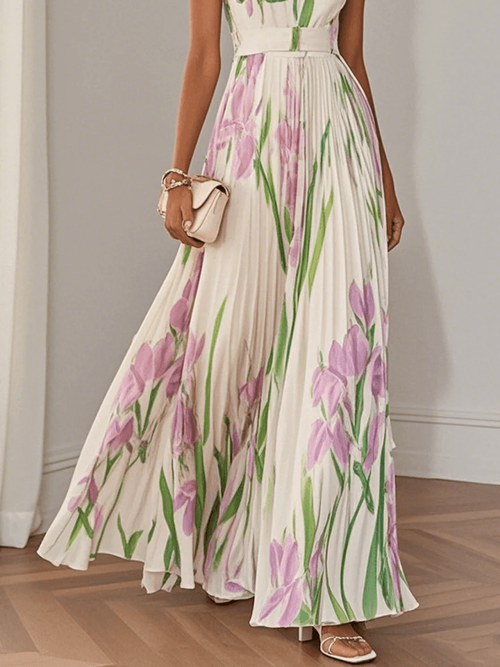 Damen Maxikleid mit Tulpendruck für Hochzeitsgäste im Sommer (2)