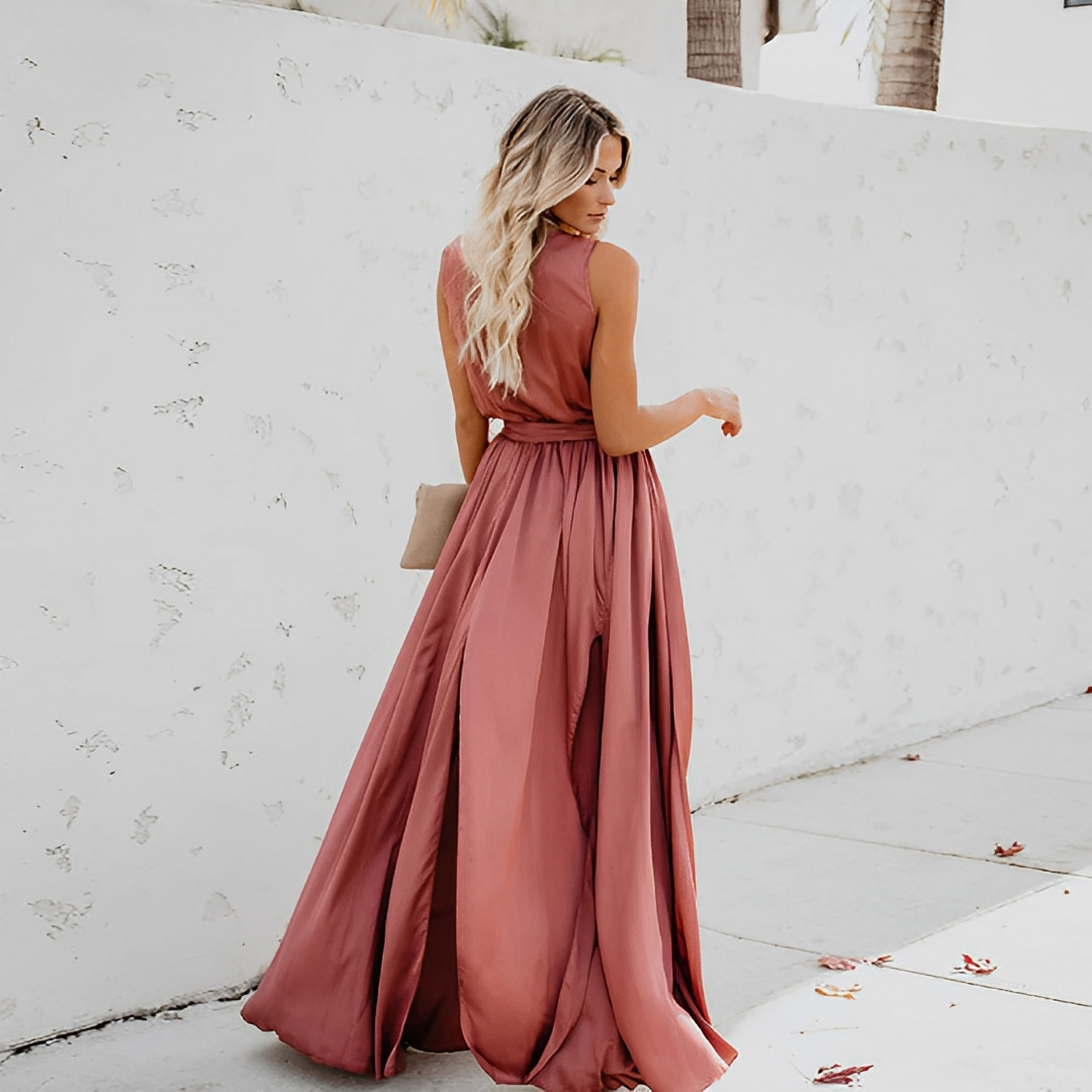 Damen Maxikleid mit V-Ausschnitt für Hochzeitsgäste (4)