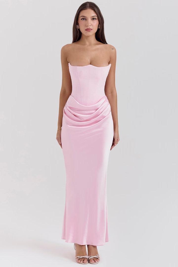 Damen Midi-Cocktailkleid Retro für besondere Anlässe in Babyrosa