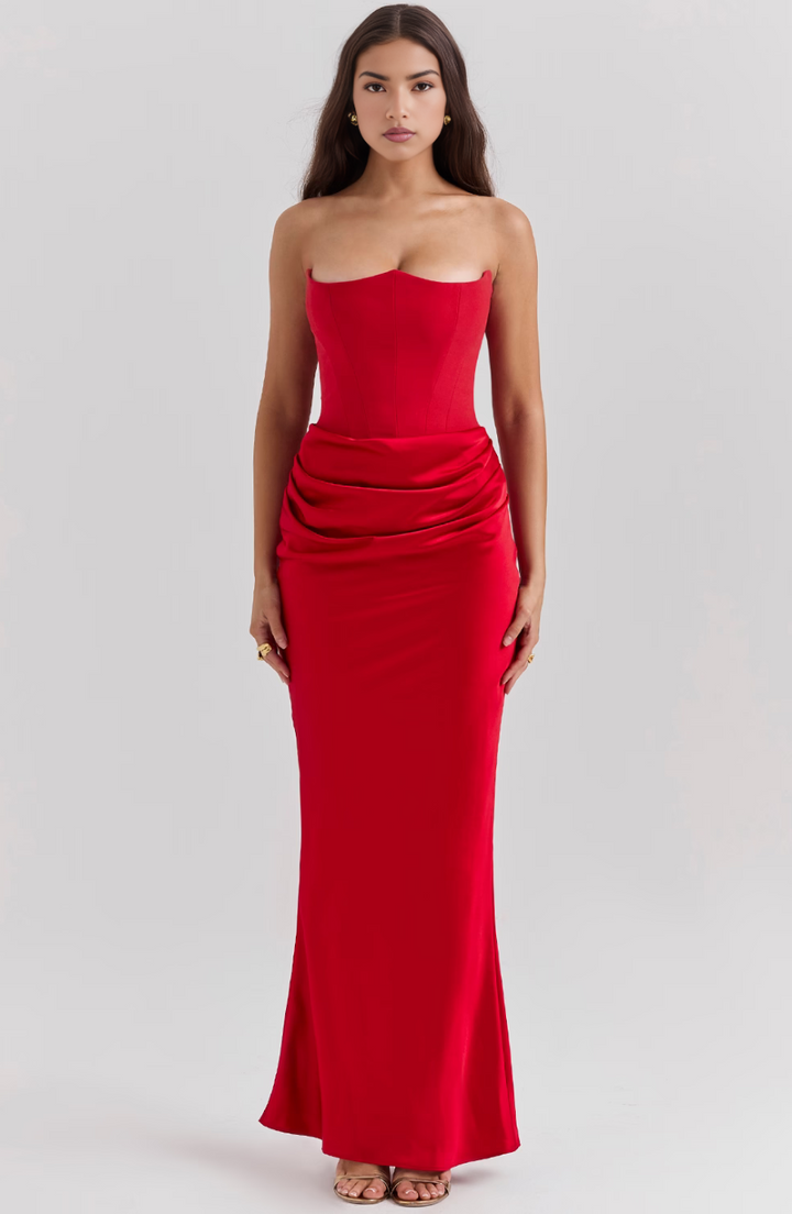 Damen Midi-Cocktailkleid Retro für besondere Anlässe in Rot