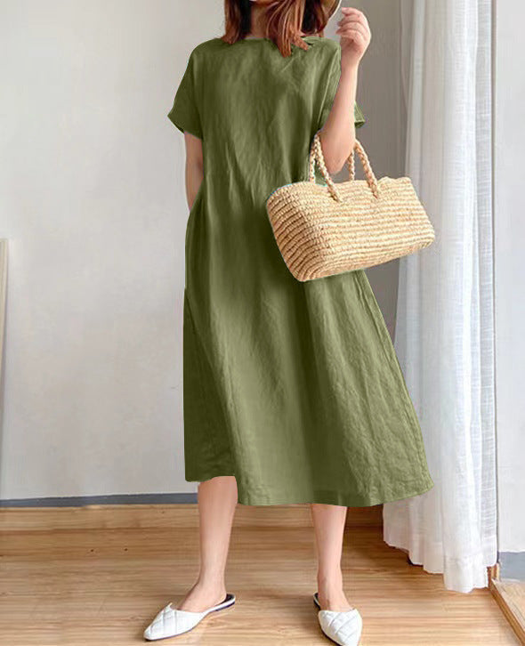 Damen Midi Sommerkleid im lässigen Stil in Grün 1