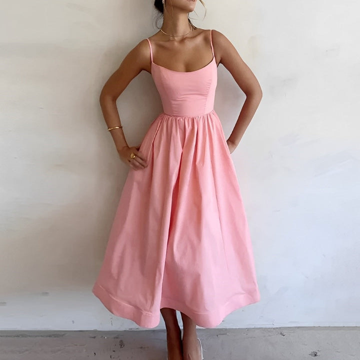 Damen Midikleid A-Linie für Hochzeitsgäste in Rosa