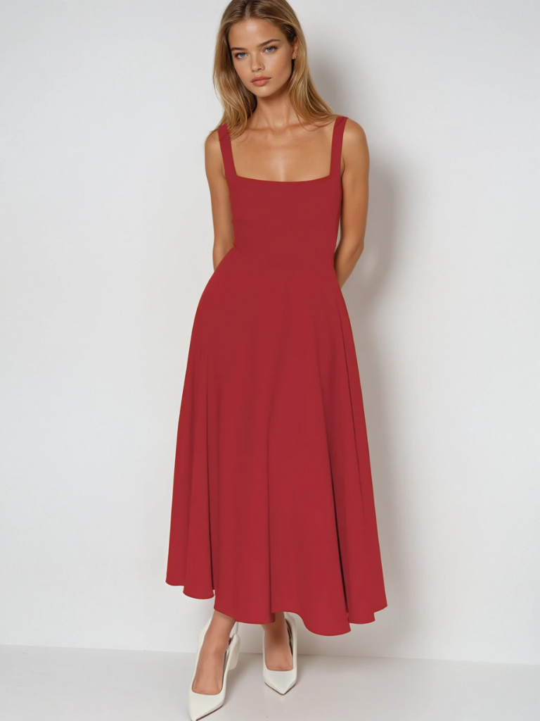 Damen Midikleid für festliche Anlässe in Rot