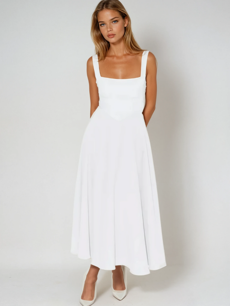 Damen Midikleid für festliche Anlässe in Weiß