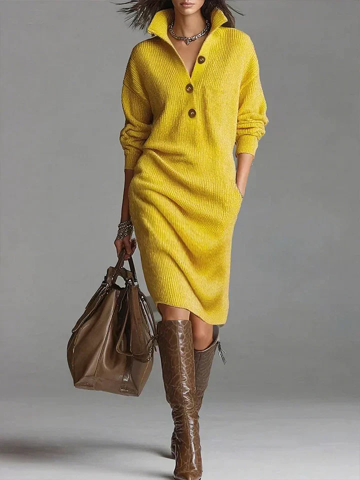 Damen Midikleid für Hochzeitsgäste im Herbst in Gelb