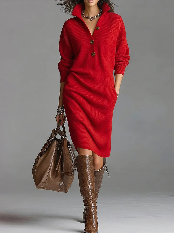 Damen Midikleid für Hochzeitsgäste im Herbst in Rot