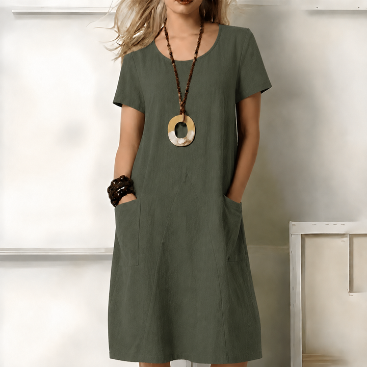 Damen Midikleid im Boho-Stil für den Herbst in Grün