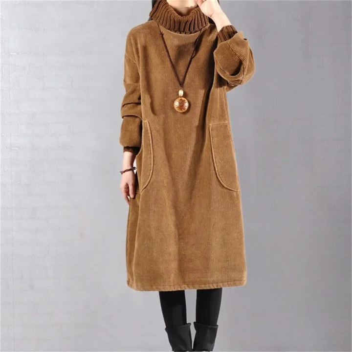Damen Midikleid im Strick für festliche Anlässe in Kaffee