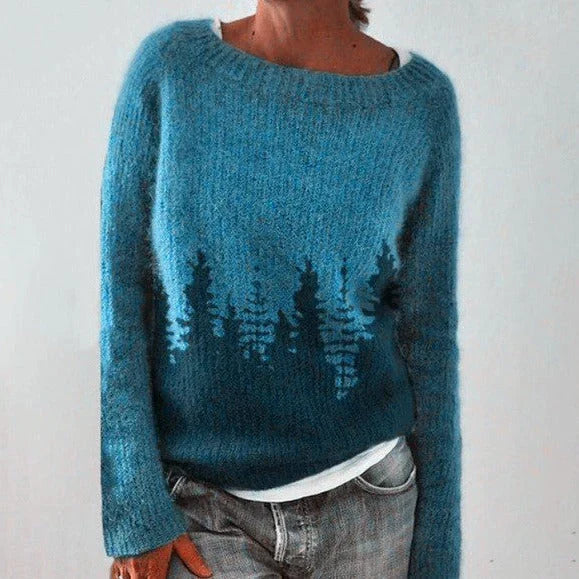 Damen Norweger Pullover in klassischen Mustern in Blau