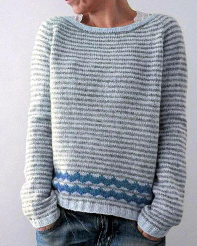 Damen Norweger Pullover in klassischen Mustern in Grau
