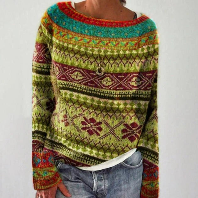 Damen Norweger Pullover in klassischen Mustern in Hellgrün