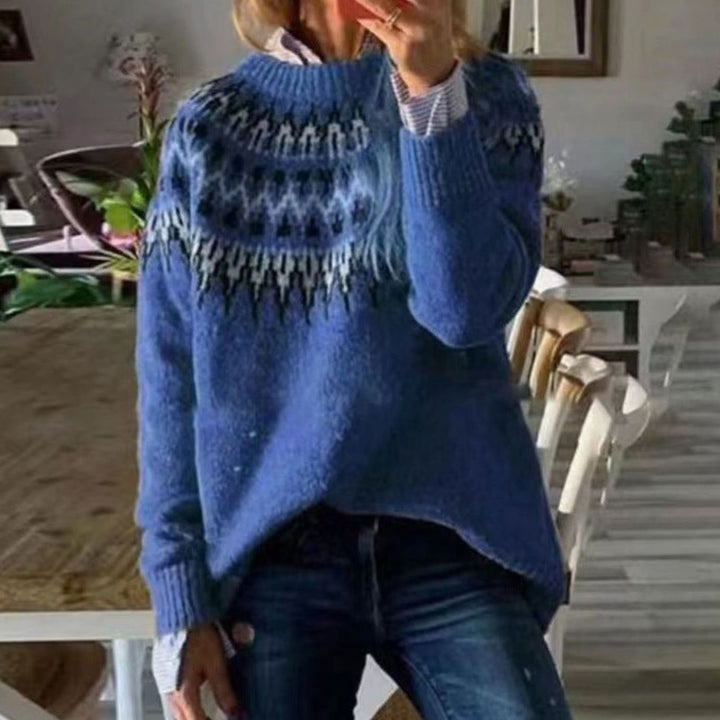 Damen Norweger Pullover mit Fair-Isle-Muster in Blau
