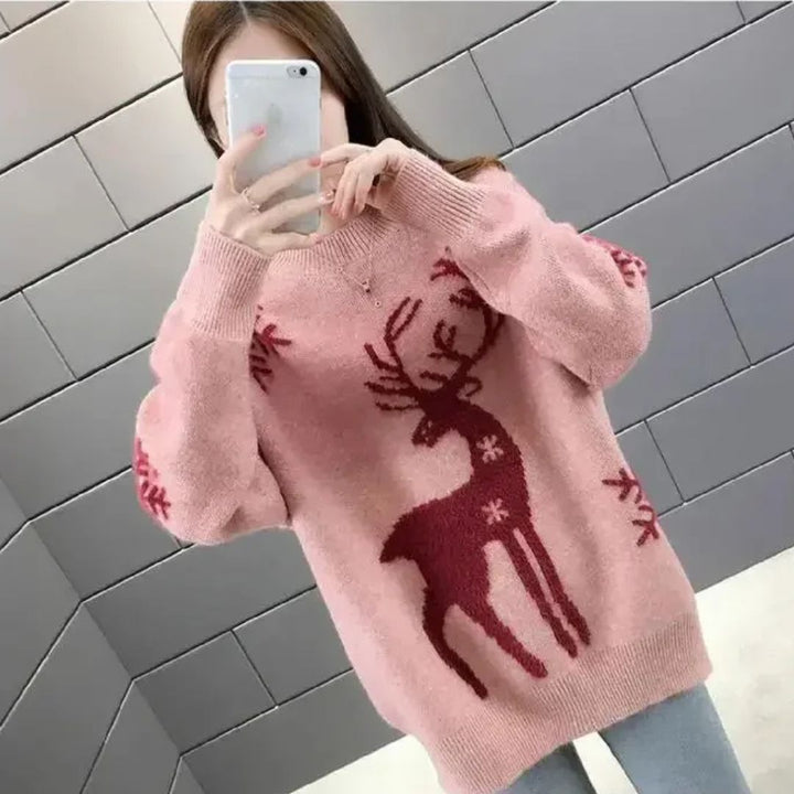 Damen Norweger Pullover mit Rentiermotiv (2)