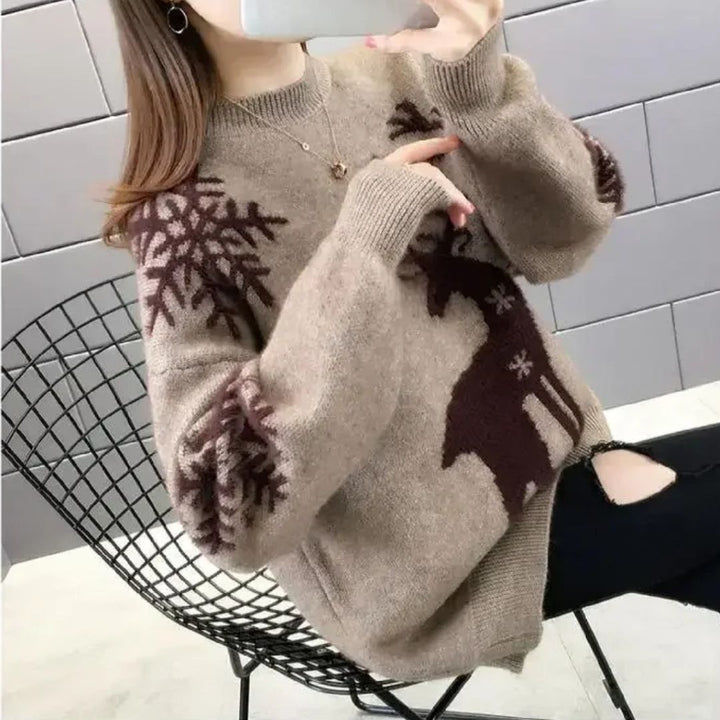 Damen Norweger Pullover mit Rentiermotiv (4)