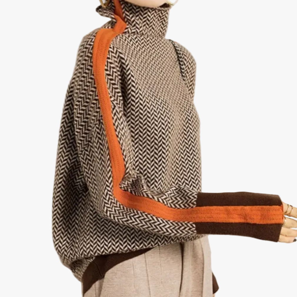 Damen Norweger Pullover Rollkragen Langarm