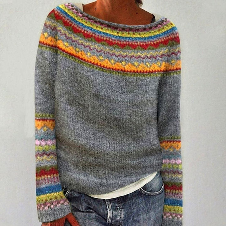 Damen Norwegerpullover Merino-Wolle Fair-Isle in Grau