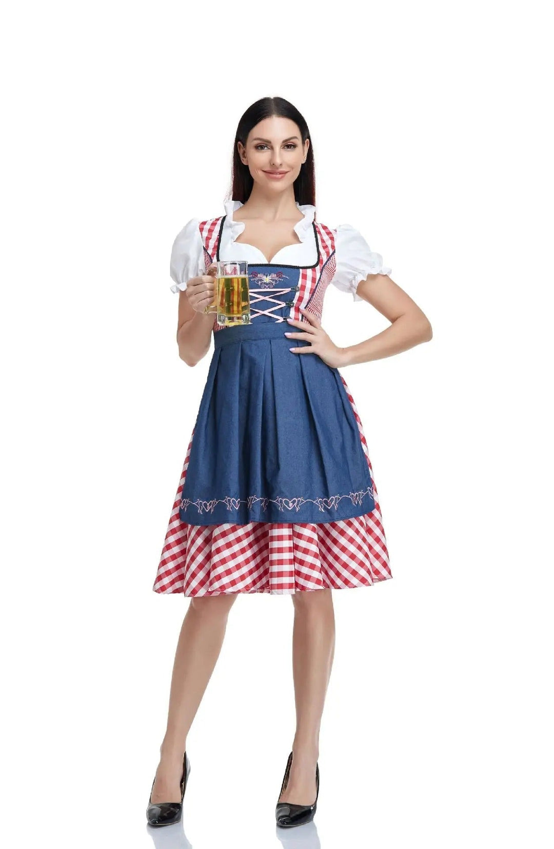 Damen Oktoberfest Kleid im eleganten Trachten-Stil in Blau B