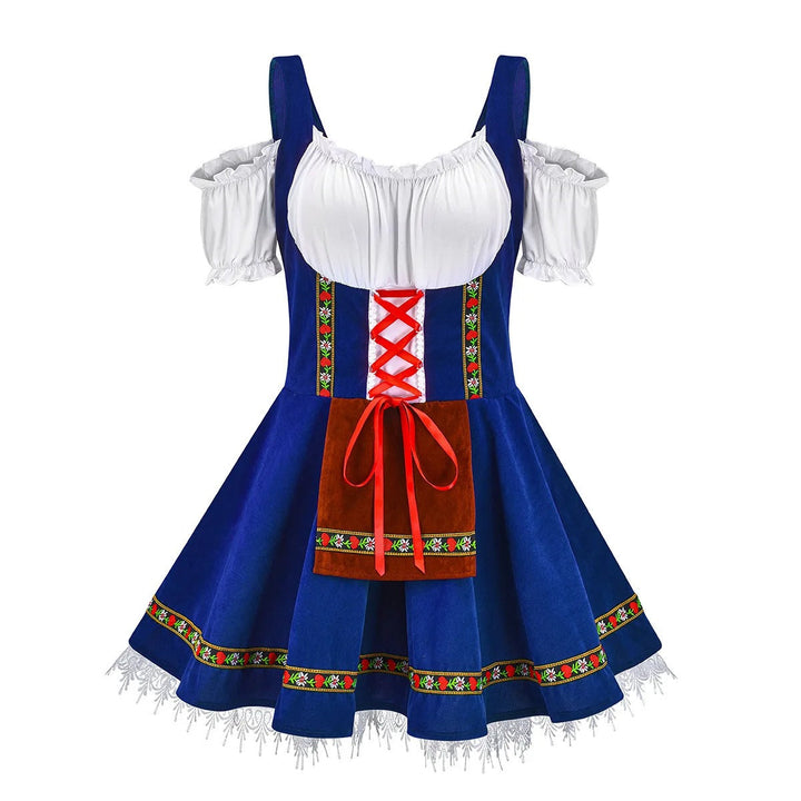 Damen Oktoberfest Kleid im eleganten Trachten-Stil in Blau