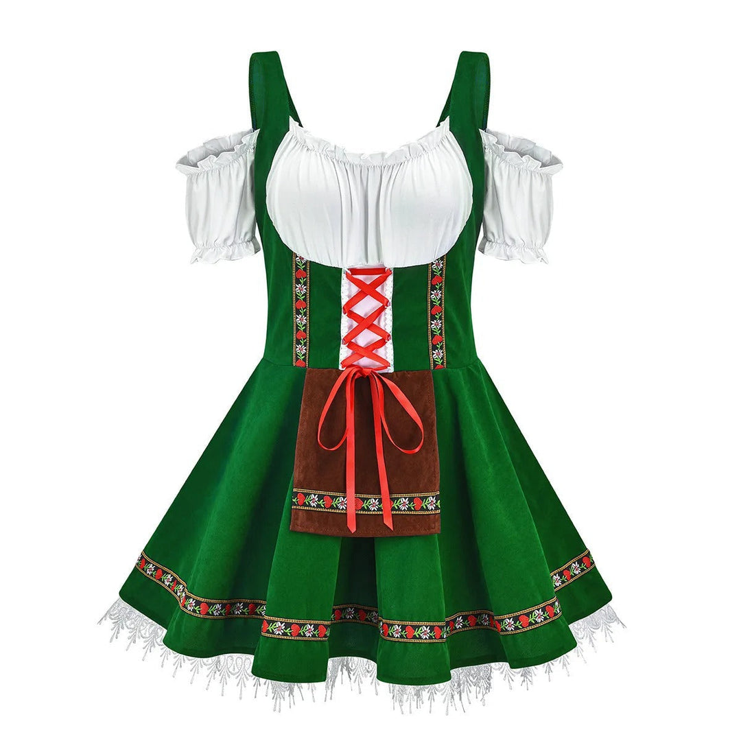 Damen Oktoberfest Kleid im eleganten Trachten-Stil in Grün