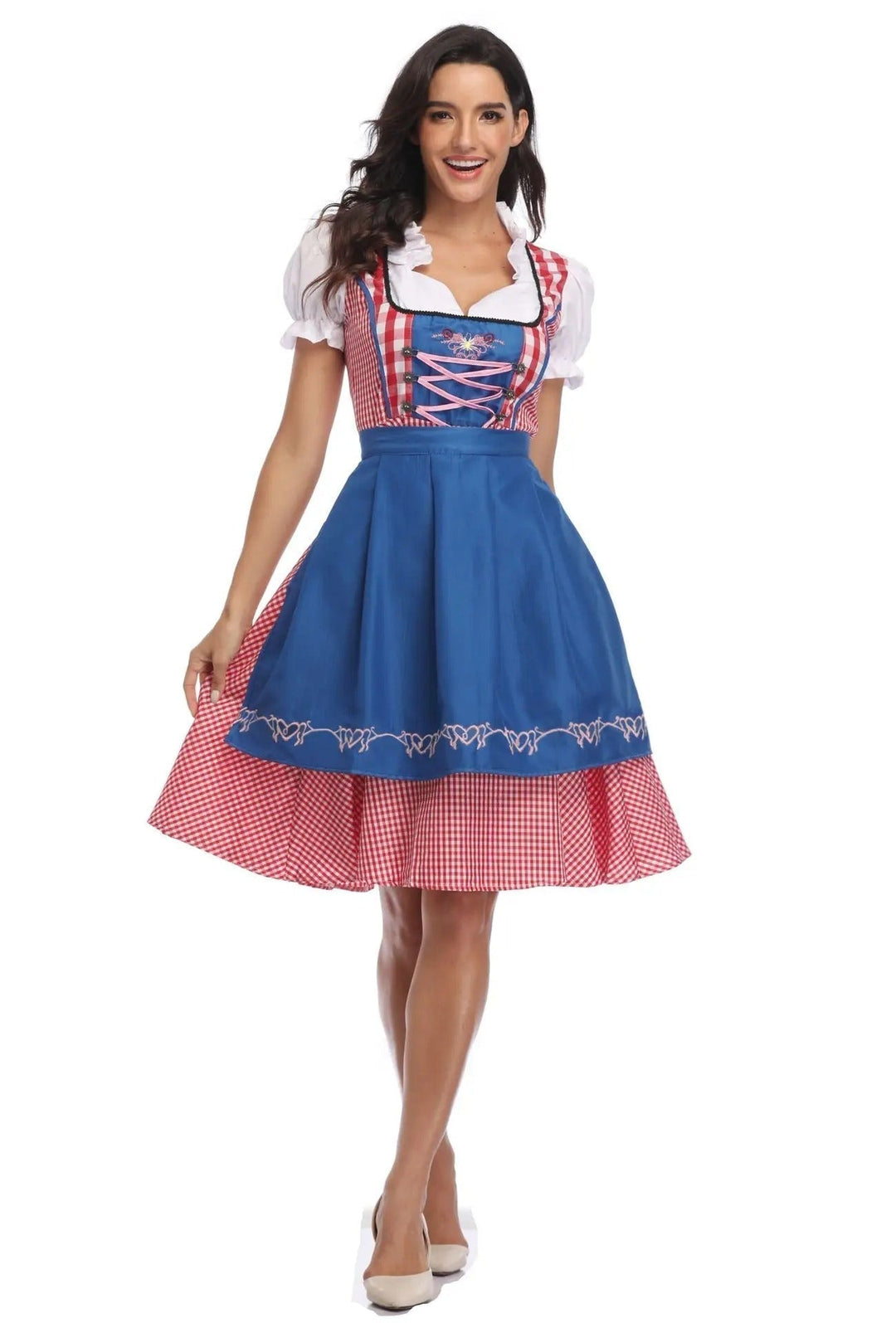 Damen Oktoberfest Kleid im eleganten Trachten-Stil in Helles Blau