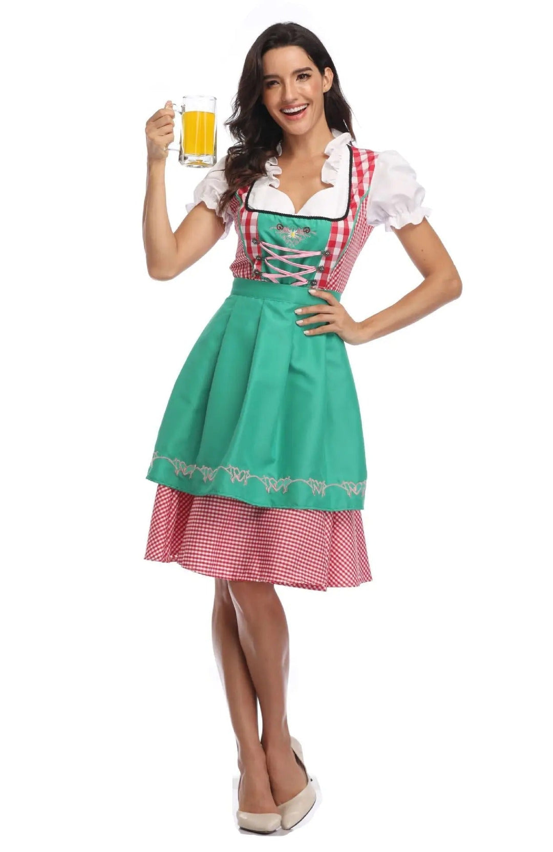 Damen Oktoberfest Kleid im eleganten Trachten-Stil in Hellgrün