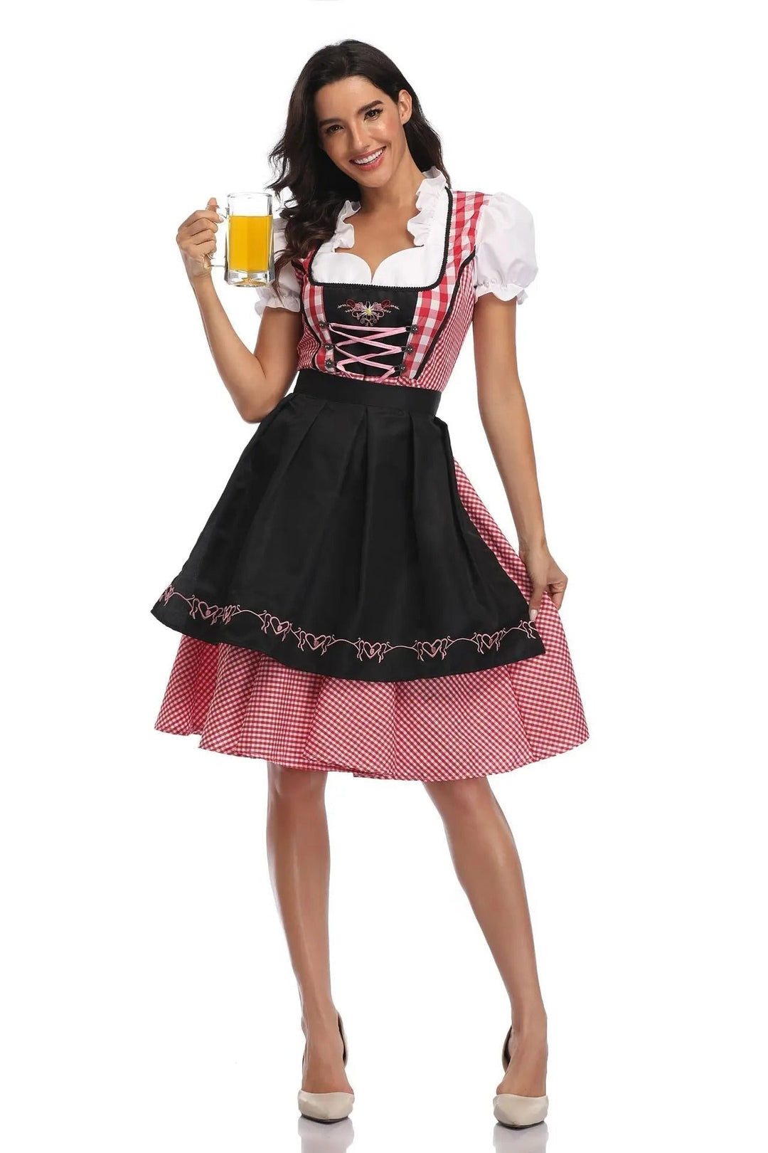 Damen Oktoberfest Kleid im eleganten Trachten-Stil in Schwarz