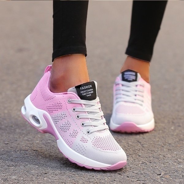 Damen Orthopädische Leichte Sneaker in Rosa/Grau