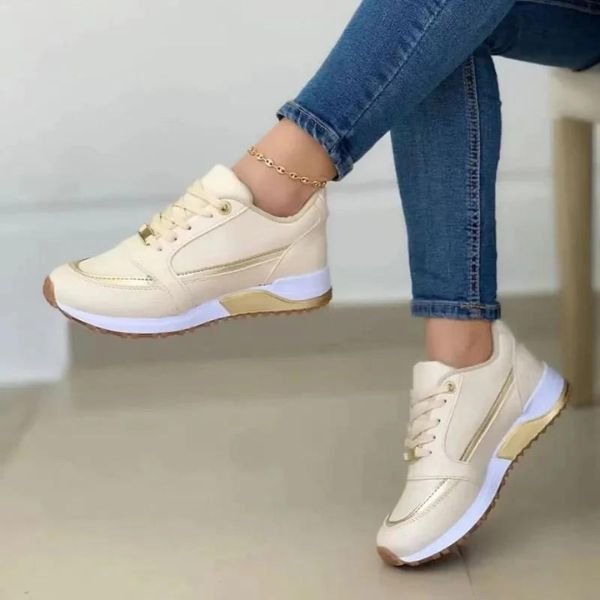 Damen Orthopädische Sneaker für Alltag in Goldfarben