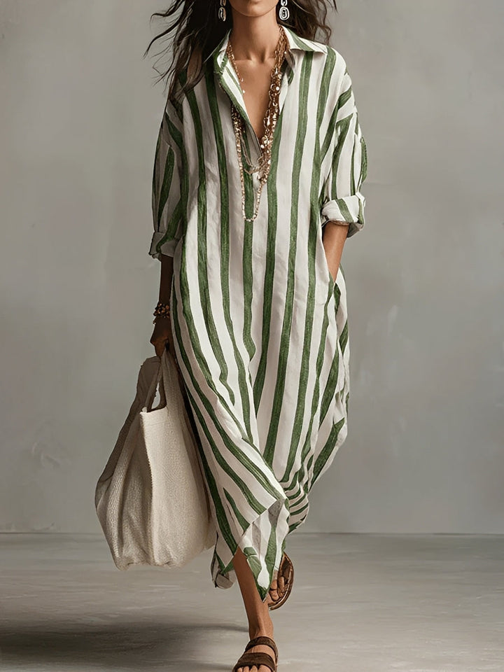 Damen Oversize Hemdblusenkleid für Herbst in Grün