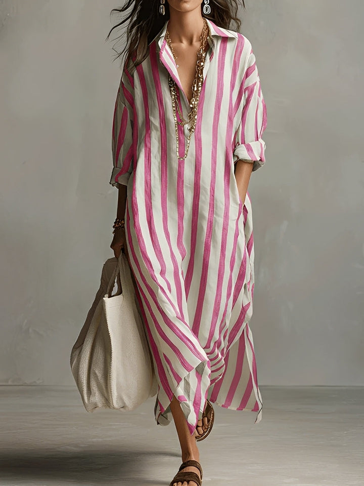 Damen Oversize Hemdblusenkleid für Herbst in Rosa