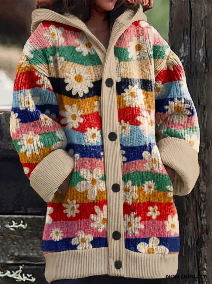 Damen Oversize Strickjacke mit verspieltem Katzenmuster in Entwurf 7