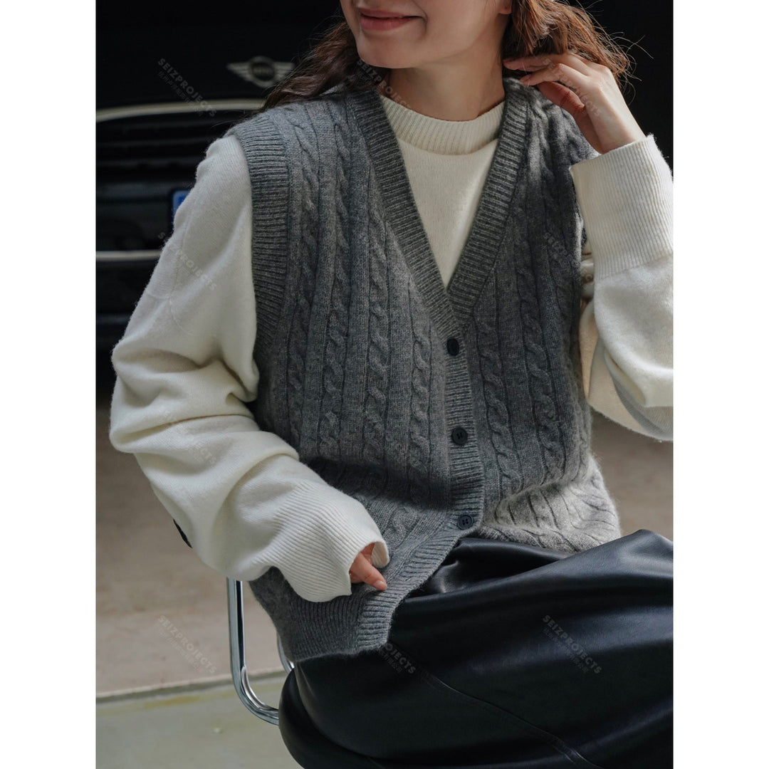 Damen Oversize-Strickjacke mit Zopfmuster zum Layering (2)