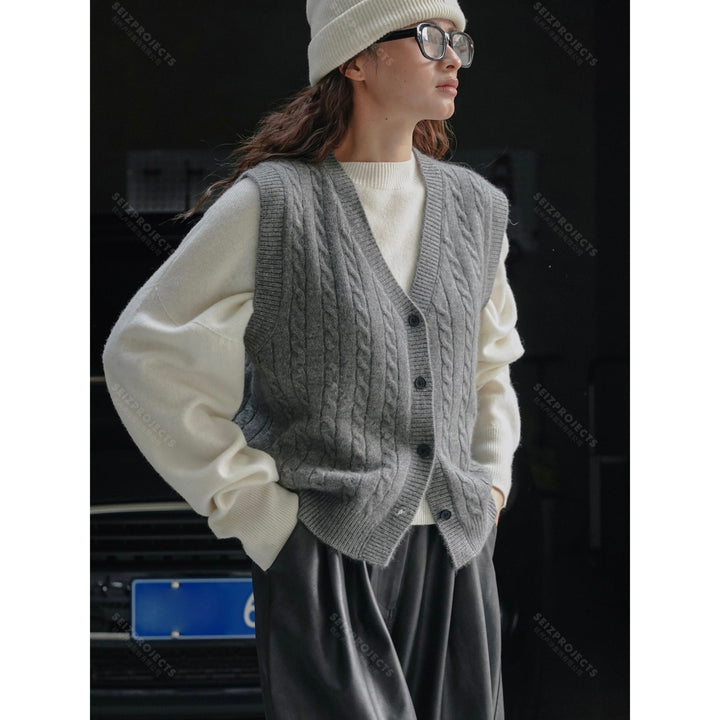 Damen Oversize-Strickjacke mit Zopfmuster zum Layering in Grau