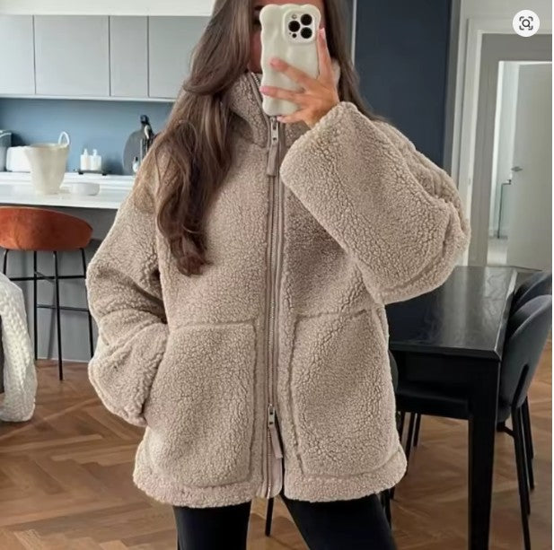 Damen Oversize Teddy-Jacke für Herbst (3)