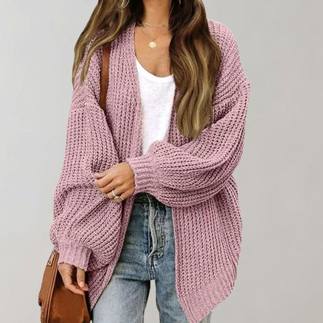 Damen Oversized Chunky-Knit Strickjacke in Rosa
