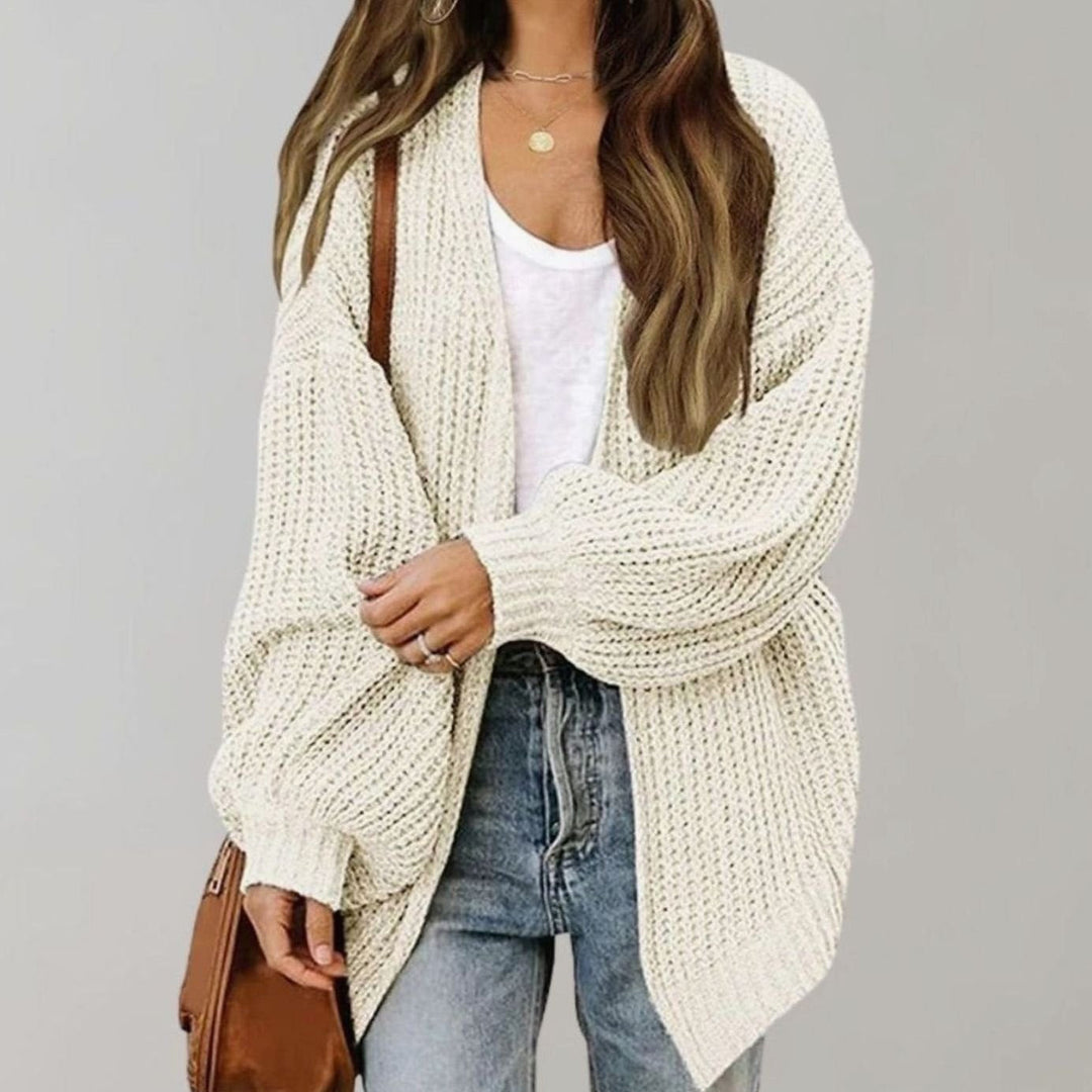 Damen Oversized Chunky-Knit Strickjacke in Weiß