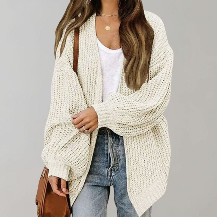 Damen Oversized Chunky-Knit Strickjacke in Weiß