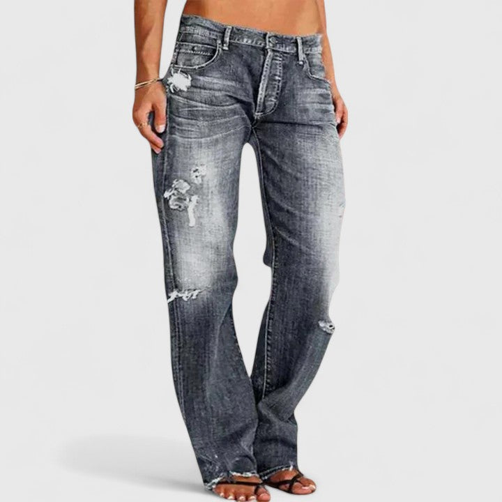 Damen Oversized Jeans im Vintage-Look in Grau