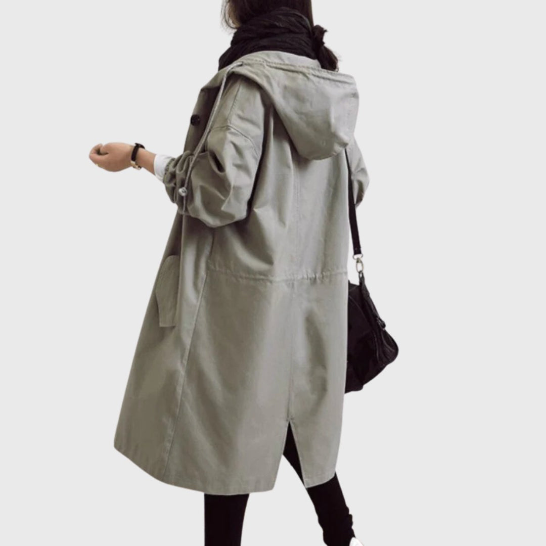 Damen Oversized Midi Trenchcoat mit Kapuze (7)
