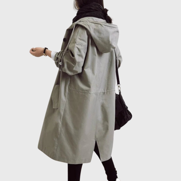 Damen Oversized Midi Trenchcoat mit Kapuze (7)
