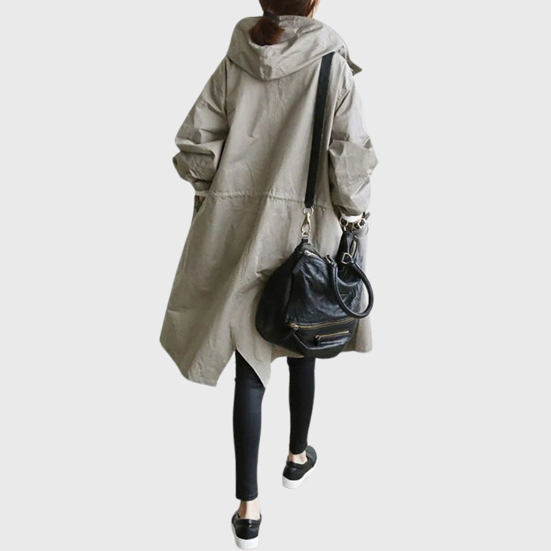 Damen Oversized Midi Trenchcoat mit Kapuze (8)
