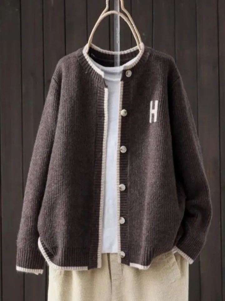 Damen Oversized Strickjacke für den Alltag in Dunkelbraun