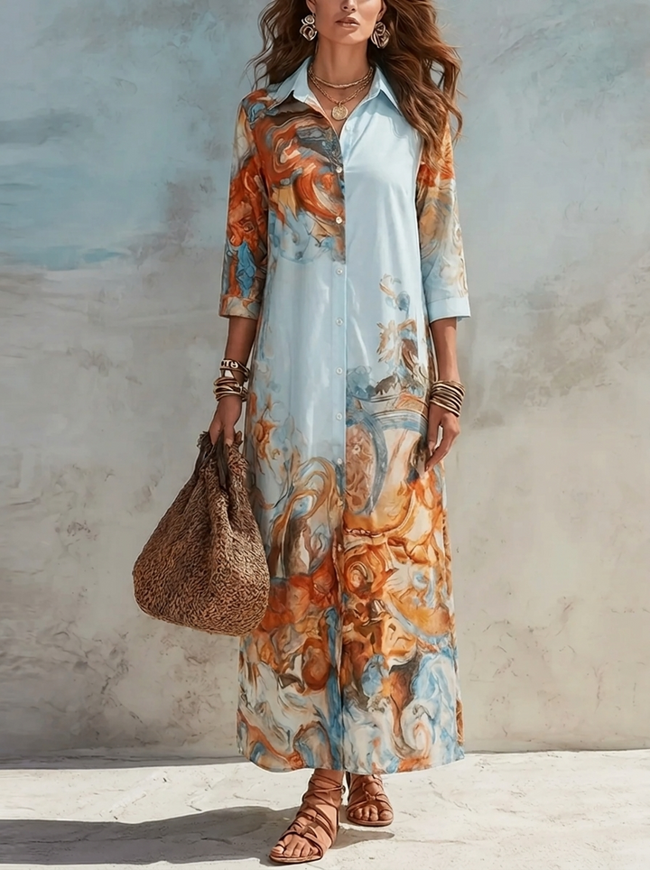 Damen Paisley Maxikleid für festliche Anlässe in Hellblau