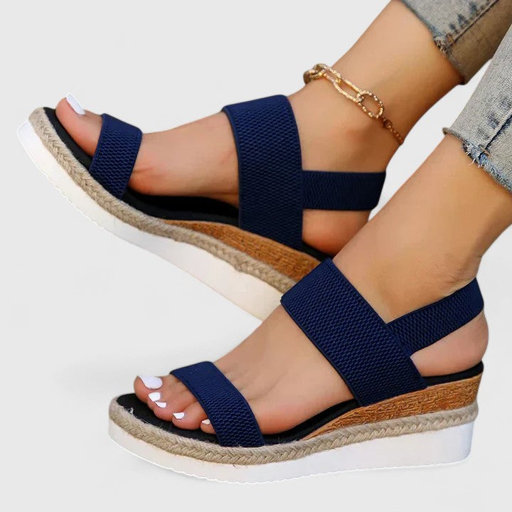 Damen Plateau Sandalen für den Sommer in Blau